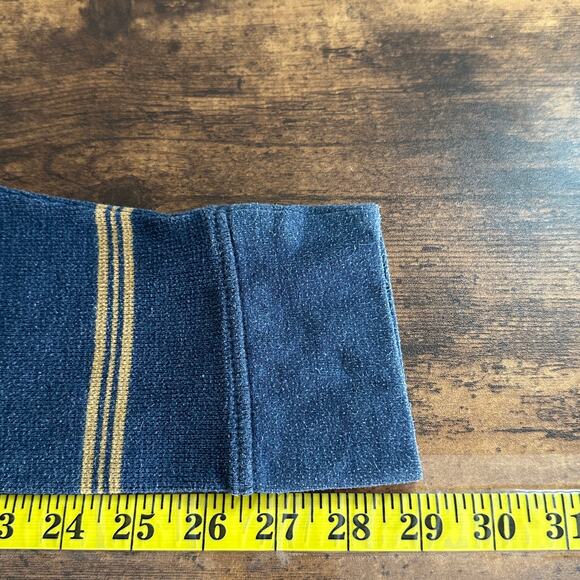 Toad Co Waffle Knit Thermal Shirt Mens Large Striped Blue Tan Organic Cotton EUC - Picture 5 of 8